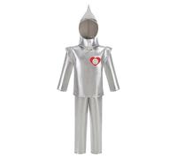 DELIVESS - Costume da Uomo di Latta per Bambini, con Pantaloni, Cappello e Top con Emblema a Cuore per il Cosplay di Halloween (Argento, M)