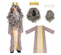 DELIVESS Costume da uomo saggio per bambini, con vestaglia biblica, 3 re, set da 5 pezzi, costume per Natale e Halloween per bambini (faccia bianca, L)