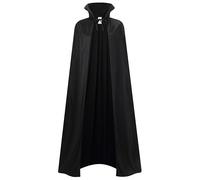 DELIVESS Costume da vampiro per Halloween, mantello da vampiro per adulti, con colletto alto reversibile su due lati (120 cm, nero)
