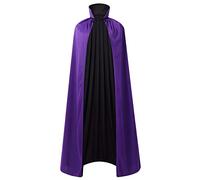 DELIVESS Costume da vampiro per Halloween, mantello da vampiro per adulti, con colletto alto reversibile su due lati (150 cm, nero e viola)