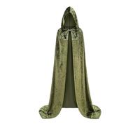 DELIVESS Mantello con cappuccio da donna per feste di Halloween costume in velluto a lunghezza intera mantello lucido con cappuccio Principessa Robe Cosplay verde 140 cm