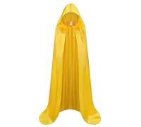 DELIVESS Mantello unisex per adulti, con cappuccio, tinta unita, lunghezza intera, per Halloween, Natale, festa in costume (150 cm, giallo)