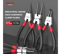 DELIXI ELECTRIC Pinze per anelli elastici da 5 pollici, pinze a becchi ad ago, pinze per anelli di fissaggio, per rimuovere l'installazione di alberi degli anelli di bloccaggio dell'estrattore