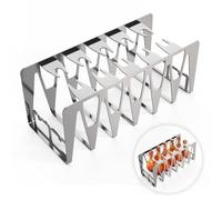 Delixike Spareribs, supporto per cosce di pollo, accessorio per barbecue in acciaio inox, facile da grigliare indirettamente, griglia multifunzione per uomini e anche un buon regalo (set da 1, argento