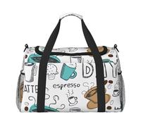 Deliziosa borsa da viaggio funzionale con stampa di caffè ampia borsa da viaggio pieghevole per il weekender