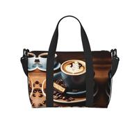 Deliziosa borsa da viaggio versatile con stampa caffè, il compagno per viaggi di lavoro e personali, nero, Taglia unica