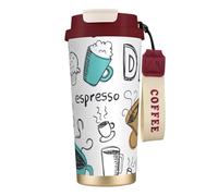 Deliziosa bottiglia d'acqua da caffè con coperchio con cannuccia, in acciaio inox, a bocca larga, isolata, a prova di perdite, da donna,