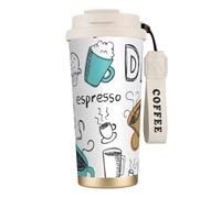 Deliziosa bottiglia d'acqua da caffè con coperchio con cannuccia, in acciaio inox, a bocca larga, isolata, a prova di perdite, da donna,