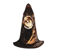 Deliziosa mantella con cappuccio con stampa a forma di cuore, per migliorare il tuo look festivo, grande cappuccio e papillon, per Halloween/cosplay