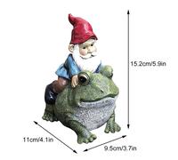 Deliziosa statua gnomo da giardino seduta sulla rana migliora la bellezza del tu