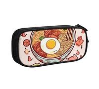 Delizioso astuccio per matite con stampa di ramen, astuccio per trucchi e gioielli, portatile, da viaggio, nero, Nero , Taglia unica, Astuccio portamatite