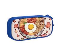 Delizioso astuccio per matite con stampa di ramen, astuccio per trucchi e gioielli, portatile, da viaggio, nero, Blu, Taglia unica, Astuccio portamatite