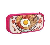 Delizioso astuccio per matite con stampa di ramen, astuccio per trucchi e gioielli, portatile, da viaggio, nero, rosa, Taglia unica, Astuccio portamatite