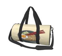 Delizioso borsone rotondo con stampa di ramen, borsa da viaggio in tela, impermeabile e resistente agli strappi. Borsa da viaggio pieghevole per il fine settimana