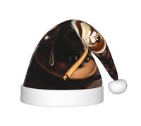 Delizioso Cuore Caffè 1pack Peluche Cappello di Babbo Natale Comodo Cappello di Natale Per Bomboniere di Natale Adatto Per Adolescenti