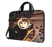 Delizioso cuore caffè stampa conveniente laptop borse elegante e protettivo computer borsa stile unico, Nero , 14 inch