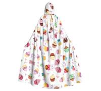 Delizioso mantello da strega Cupcakes Halloween con cappuccio mantello regina re veste vestito rinascimentale medievale mantello costume cosplay