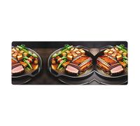 Delizioso modello di carne alla griglia tastiera e tappetino per mouse oversize 30,5 x 80 cm, design Lock-Edge, antiscivolo e resistente all'usura,