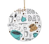 Delizioso ornamento circolare in ceramica con stampa di caffè, regalo per la famiglia e gli amici