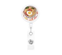 Delizioso porta badge retrattile Sweet Ramen Heavy Duty retrattile badge bobine con clip da cintura divertente nome ID badge clip portachiavi porta carta d'identità per infermiere insegnante forniture