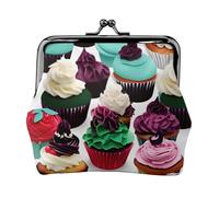 Delizioso portamonete con stampa di cupcake e portamonete versatile, impermeabile, con chiusura a bacio, per chiavi e carte