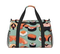 Delizioso sushi 1 stampa Carry on Bagagli per le Donne Uomini Spalla Weekender Crossbody Bag per Yoga Viaggi Must Haves, nero, Taglia unica