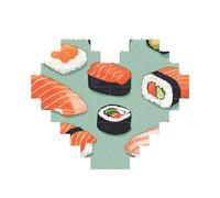Delizioso Sushi Stampa Blocco di Mattoni Puzzle a Forma di Cuore Puzzle 3D Puzzle FAI DA TE Home Decor