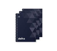 delka A5 Wirebound Notebooks, Ruled Pages, Durable Spiral Binding, Premium Quality Paper for School, Office, and Note-Taking Versatile (Navy, Pack of 3)