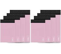 delka Buste postali, 100 buste postali rosa di dimensioni miste, resistenti agli strappi, per vestiti, documenti, forte adesivo autosigillante, impermeabili e leggere, rosa (Confezione da 2)