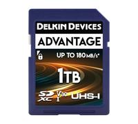Delkin Devices Scheda di memoria SDXC da 1 TB UHS-I, fino a 160 MB/s in scrittura, 180 MB/s in lettura, schede di memoria per fotocamere con C10, U3, V30, 4K UHD, scheda SD full size