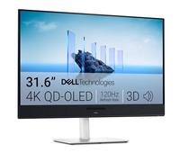 Dell S3225QC 32 Plus 4K QD-OLED Display - 31,5 pollici (3840 x 2160) 120Hz 0,03 ms, audio spaziale 3D potenziato AI, regolazione altezza/inclinazione/rotazione/inclinazione - bianco cenere