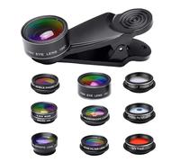 della fotocamera del telefono, Kit della fotocamera del telefono,Kit di lenti per cellulare con clip 10 in 1 | Fisheye 198°, macro 20X/15X per la maggior parte degli smartphone
