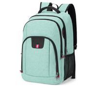 Della Gao Zaino PC 15,6 pollici, Zaino da donna con fessura USB, lavoro impermeabile da uomo per bagaglio a mano portatile da viaggio, verde