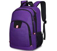 Della Gao Zaino per laptop, 15,6 pollici Zaino da viaggio d'affari con slot di ricarica USB impermeabile per l'università, viola