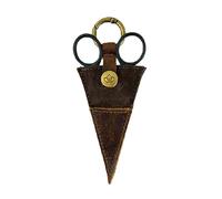 Della Q Everyday - Forbici tascabili in pelle con chiusura a pressione in ottone, colore: cacao, 10 cm x 6 cm