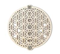 della Vita, 7 Chakra, Decorazione da Parete in Legno, 28 cm, Geometria Sacra in Legno, griglia in Legno, Accessorio Spirituale per Yoga/Meditazione, Decorazione da Parete per casa, Camera da
