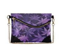 Delle donne in pelle da polso pochette borsa cerniera pieghevole borse da sera per signora viola scuro foglie d'acero cartera de noche para mujer elegante