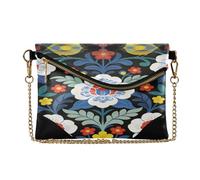 Delle donne in pelle da polso pochette borsa cerniera pieghevole sera pochette per Lady William Morris blu fiore uccello carteras de noche para mujer