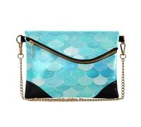Delle donne PU Leather Clutch Borse Elegante Sera Pochette per Lady Teal Pesce Scala Falso Shimmering bolso de noche para mujer elegante