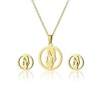 Delle donne Vergine Maria Collana Orecchini Set Dubai Color Oro Acciaio Inox Africano Indiano Matrimonio Monili Set Per Le Donne Fashion design