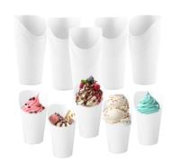 dellyy 40Pcs Coppette Gelato, Coppette Gelato Usa e Getta, Materiali per Uso Alimentare, Coppe Carta Gelato con Graziosi Motivi di Animali, per Torte, Gelati e Bevande (Bianco)