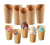 dellyy 40Pcs Coppette Gelato, Coppette Gelato Usa e Getta, Materiali per Uso Alimentare, Coppe Carta Gelato con Graziosi Motivi di Animali, per Torte, Gelati e Bevande (Carta kraft)