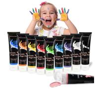dellyy 60ml*10Pcs Colori a Dita per Bambini Atossici, Kit Pittura Bambini, Colori a Dita Lavabili per Bambini, Finger Paint, Colori a Tempera Lavabili, 10 Colori, Adatti a Bambini dai 3 Anni In su