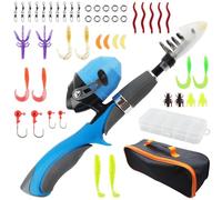 dellyy Canna da Pesca, Canna da Pesca Bambino, Canna da Pesca Spinning + Mulinello Pesca, Esche da Pesca e Accessori, Set di Canne da Pesca Bambini con Borsa per Attrezzi da Pesca