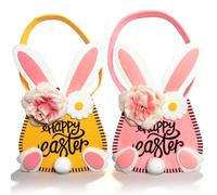 dellyy Cestini Pasquali in Feltro, Nidi, Felt Easter Basket, Carrier Bags, Sacchetti Pasquali da Riempire, Cestini della Spesa con Manici per Bambini, Decorazioni Primaverili (2, B, M)