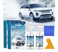 dellyy Descongelador Parabrisas 60 Ml - Dos Botellas, Trapo, Raspador - Spray Descongelador para Parabrisas, El Deshielo del Parabrisas Utilizar En Parabrisas, Luces de Coche y Tubos de Escape