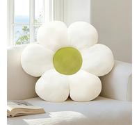 dellyy Large Cuscino a Forma di Fiore, Decorative Cuscino Decorativo Letto, Soft Cuscino Fiore, Cozy Cuscino Decorativo Bambini for Living Room, Study, Balcony, Sofa (Bianco verde, 50cm)