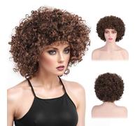 dellyy Parrucca Afro Extra Large, Parrucca Afro 200g, Capelli Afro Donna Uomo Universale, Parrucca di Carnevale, Adatta per l'uso quotidiano, Carnevale, Gioco di ruolo, Halloween (marrone)