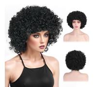 dellyy Parrucca Afro Extra Large, Parrucca Afro 200g, Capelli Afro Donna Uomo Universale, Parrucca di Carnevale, Adatta per l'uso quotidiano, Carnevale, Gioco di ruolo, Halloween (nero)