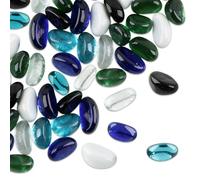 dellyy Sassolini Decorativi in Vetro Multicolore 100 Pezzi, 16-20 mm, Ciottoli in Vetro, Pietre Decorative per Vasi, Acquario, Idrocoltura, Riempimento Vasi & Decorazione (Colore Scuro)